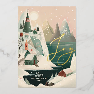 Joy Gold Christmas   Bergdörfchen Folien Feiertagskarte