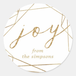 Joy Gold Geometric Holiday Classic Round Sticker