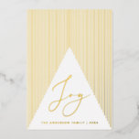 Joy. Goldweihnachtliche moderne geometrische Winte Folien Feiertagskarte<br><div class="desc">"Joy" Weihnachtskarte mit goldener,  moderner geometrischer Winterbaum.</div>