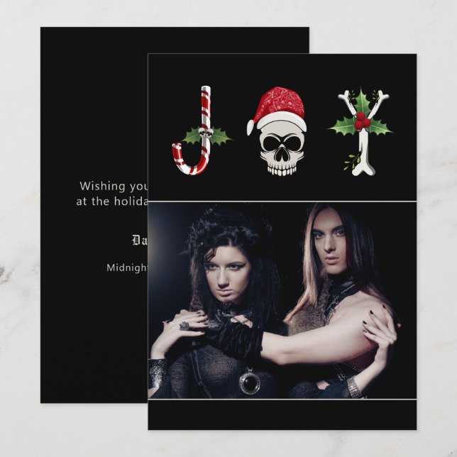Joy Gothic Weihnachts-Foto Weihnachtskarte Feiertagskarte (Vorne/Hinten)