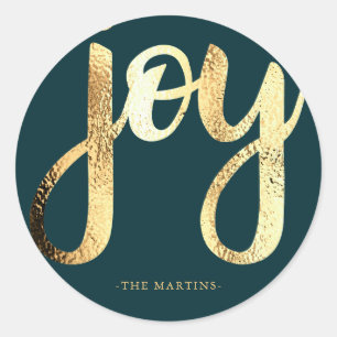 Joy Green et Gold Typographie Sticker de Noël