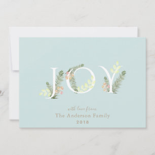 JOY Green Floliage Monnaie Carte de Noël verte