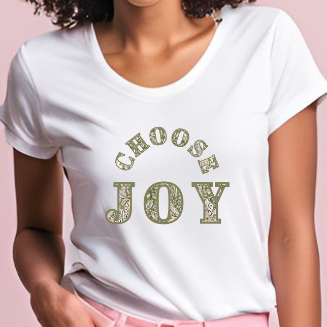 Joy - green floral typography T - Shirt (Von Creator hochgeladen)