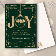 JOY Green Gold Classy Hand drawn Christmas 