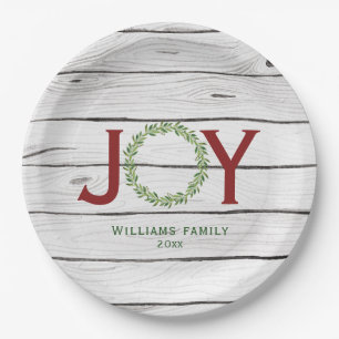 Joy Greenery Wreath Familie Weihnachten Pappteller