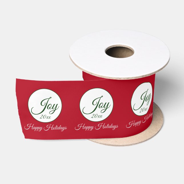 Joy Happy Holidays Minimalistisch Circle Christmas Satinband (Spule)