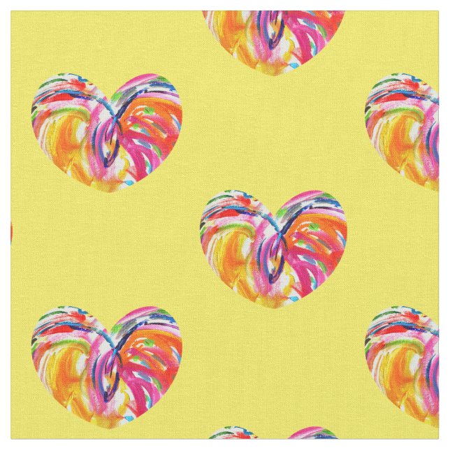 Joy Hearts Rainbow Material Stoff (Nahaufnahme)