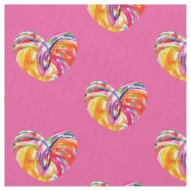 Joy Hearts Rainbow Material Stoff (Nahaufnahme)