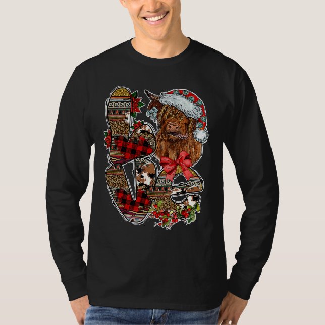 Joy Highland Cow Animals Merry Xmas Womens Christm T-Shirt (Vorderseite)