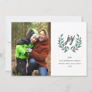 Joy Holiday Carte photo Salutation