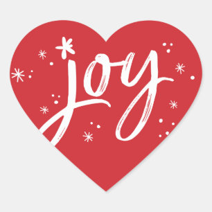 JOY HOLIDAY stilvolle, moderne und lustige rote Gl Herz-Aufkleber