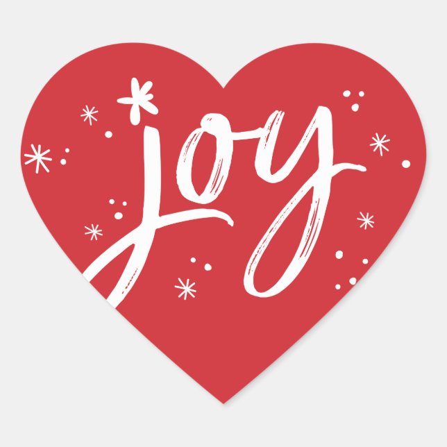JOY HOLIDAY stilvolle, moderne und lustige rote Gl Herz-Aufkleber (Vorderseite)