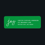 Joy Holiday Whimsical Script Green Custom<br><div class="desc">Vervollständigen Sie Ihr Just Joy Holiday Card Set mit diesen koordinierenden Rücksendeadressen-Aufklebern mit dem Wort "joy" in einem handgeschriebenen Script-Schriftart. Ideal für Weihnachten und Feiertage. Sie machen das Versenden Ihrer Urlaubskarten zum Kinderspiel. Die Hintergrundfarbe ist anpassbar. Suchen Sie nach weiteren Produkten,  die von den Parcel Studios koordiniert werden.</div>