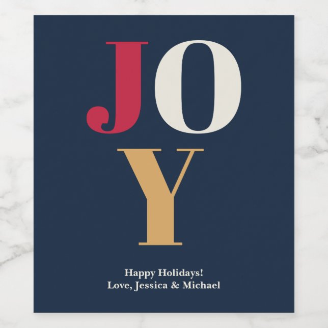 JOY Holidays Étiquettes de vin personnalisés (Étiquettes simples)