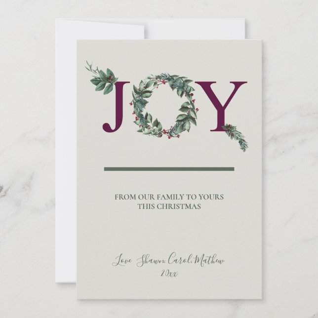 Joy Holidays Greeting Card Feiertagskarte (Vorderseite)