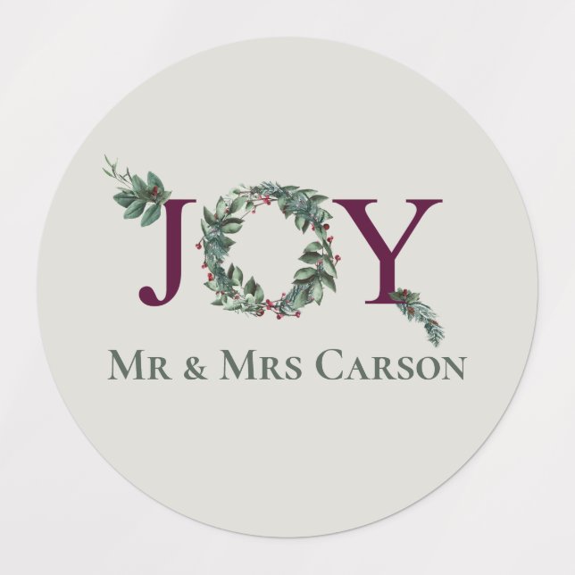 Joy Holidays Greeting Card Stickers Etiketten (Design 2)