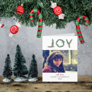 "Joy" Holly Branches Foto Weihnachten