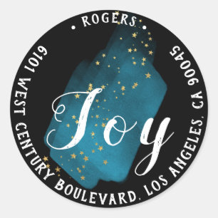 Joy Holly Holiday Rücksendeadresse Stars Stroke Na Runder Aufkleber