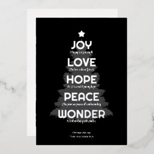 Joy Hope Liebe Peace Wonder Christliche Weihnachte Folien Feiertagskarte