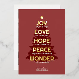 Joy Hope Liebe Peace Wonder Christliche Weihnachte Folien Feiertagskarte
