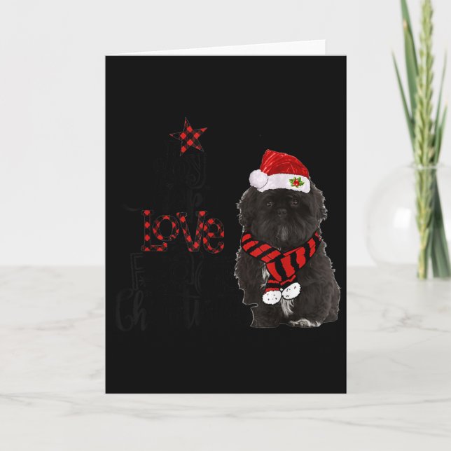 Joy Hope Love Peace Christmas Black Shih Tzus 2020 Karte (Vorderseite)