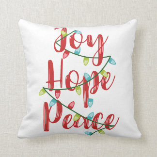Joy Hope Peace Christmas Lights Throw Kissen