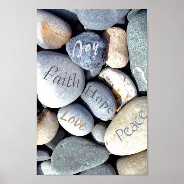Joy Hope Peace Faith Liebe Christliche Werte Kiese Poster (Vorne)
