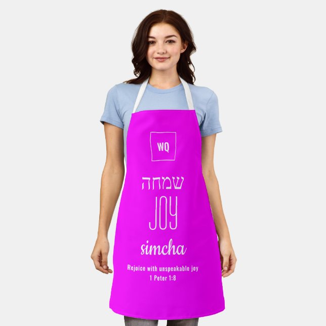 JOY Hot Pink | Simcha | ש מ ח ה hebräische Schürze (Getragen)