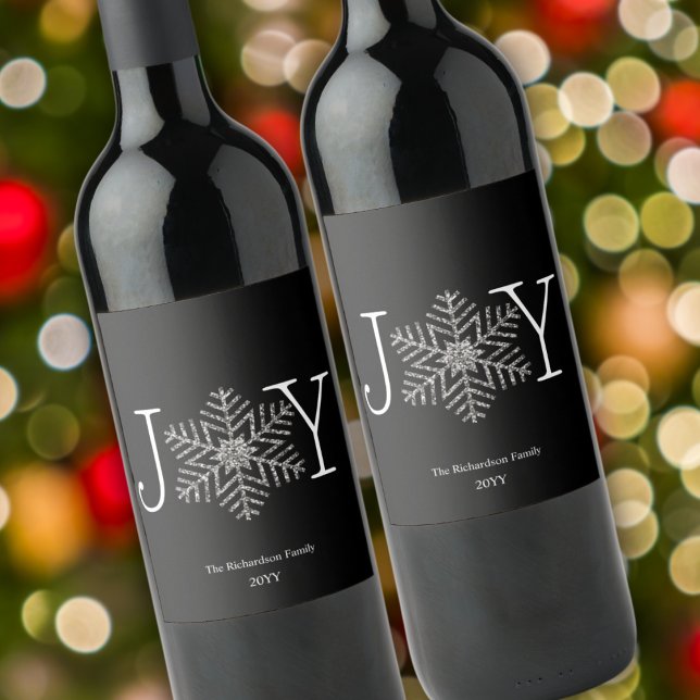 Joy Imitats Glittery Silver Snowflake Gefallen Ges Weinetikett (Von Creator hochgeladen)