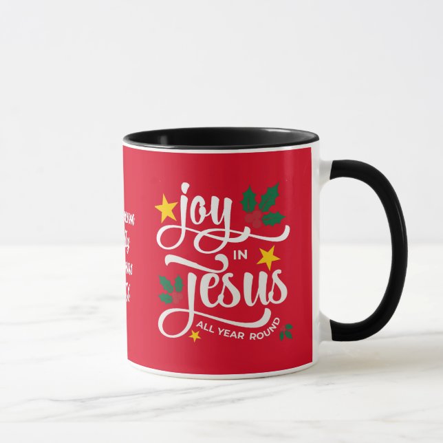 JOY IN JESUS Family Name Christian Christmas Tasse (Rechts)