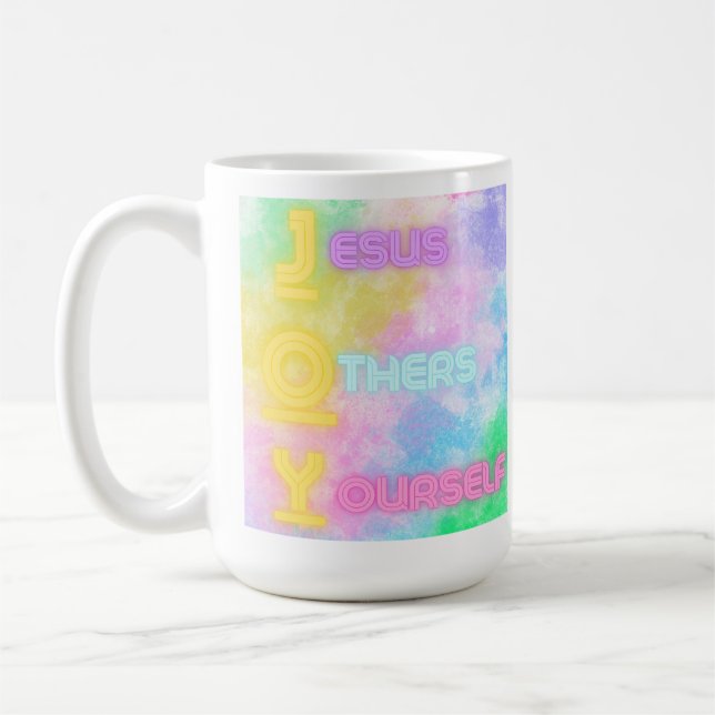 Joy, Jesus, andere, du selbst Kaffeetasse (Links)