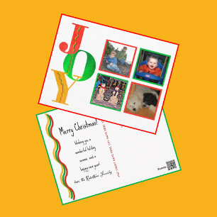 JOY Joyeux Noël Bonne année Photo Carte postale