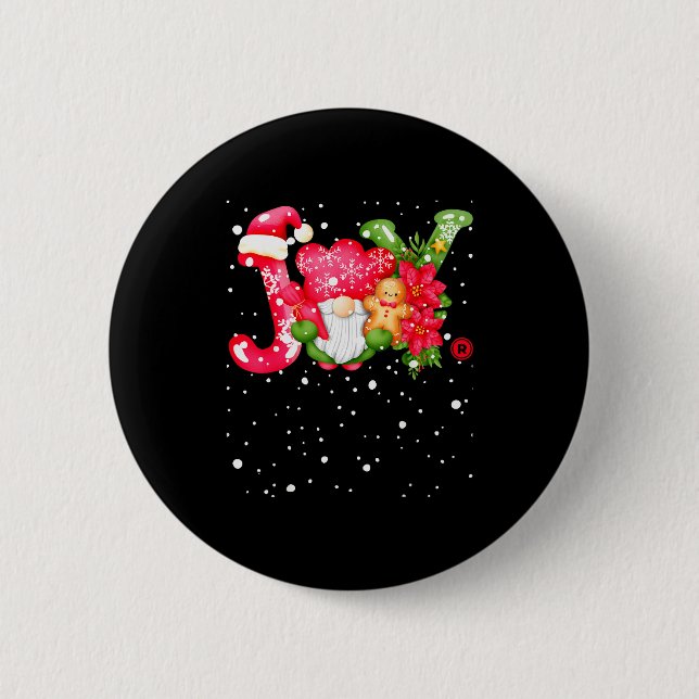 Joy - Joyful Gnome - Cute Christmas  Button (Vorderseite)