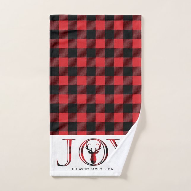 Joy Kariert Personalisierte Weihnachten Handtuch (Handtuch)