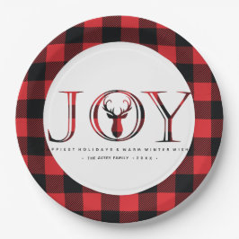 Joy Kariert Personalisierte Weihnachten Pappteller