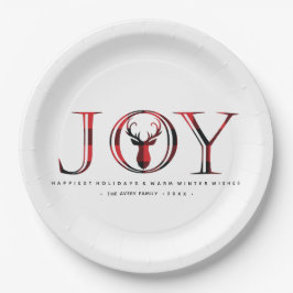 Joy Kariert Personalisierte Weihnachten Pappteller