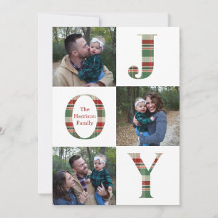 Joy Kariert Three Picture Holiday Card Einladung