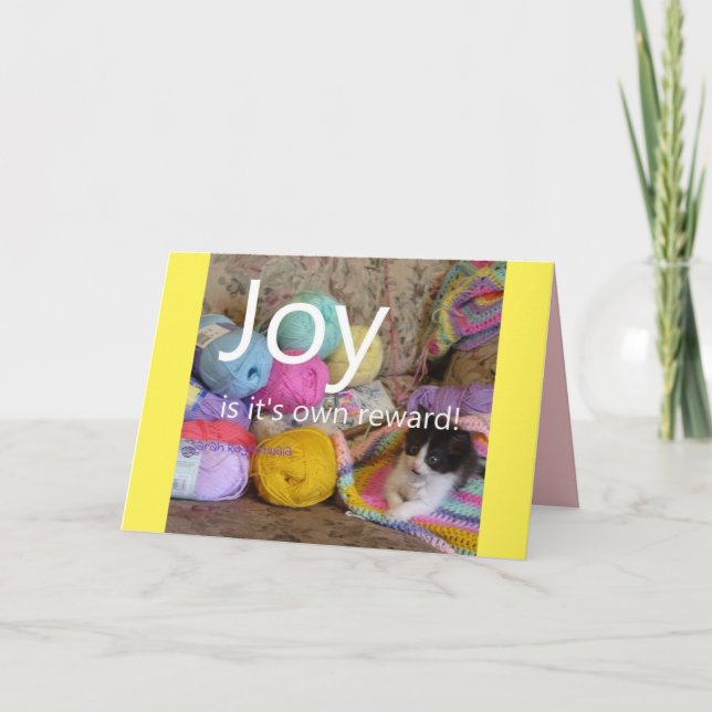 Joy Kitten Cat Knitternwolle Crafts Quote Card Karte (Vorderseite)