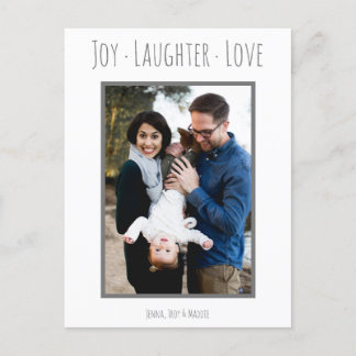 Joy Laughter Love | Carte photo de Noël