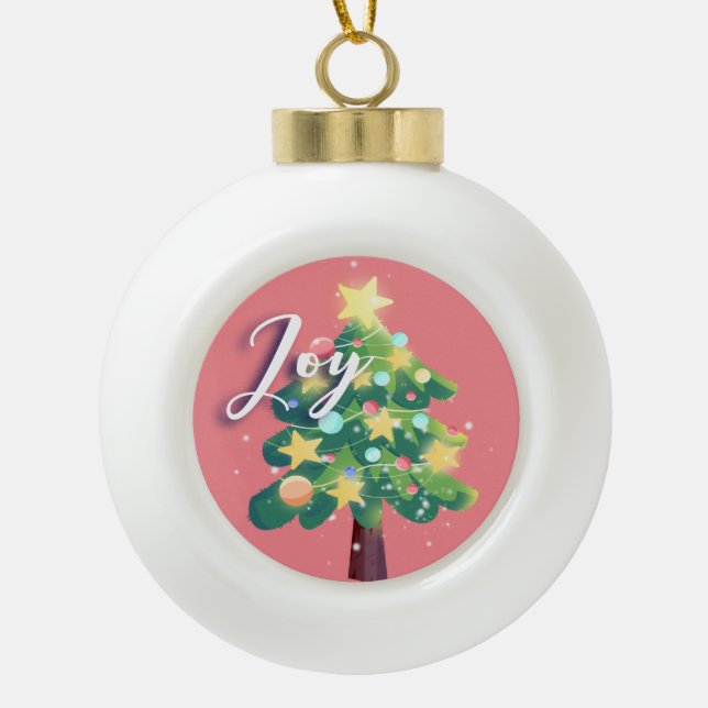 Joy Légende Carton Arbre de Noël Ornement rose (Devant)