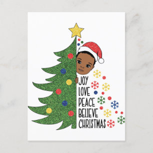 Joy Liebe Frieden glauben Weihnachtsbaum schwarzen Feiertagspostkarte