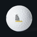 Joy Liebe Latkes Peace Hanukkah Funny Jewish Golfball<br><div class="desc">lustig, jüdisch, latsch, geschenk, Geburtstag, chanukah, jew, urlaub, menorah</div>