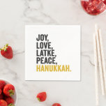 Joy Liebe Latkes Peace Hanukkah Funny Jewish Serviette<br><div class="desc">lustig, jüdisch, latsch, geschenk, Geburtstag, chanukah, jew, urlaub, menorah</div>