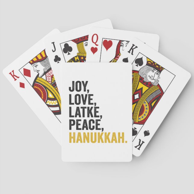 Joy Liebe Latkes Peace Hanukkah Funny Jewish Spielkarten (Rückseite)