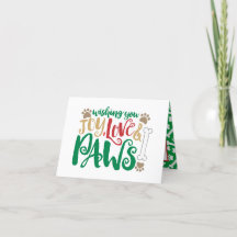 Joy Liebe Paws Peace Dog Paw Prints Red & Green