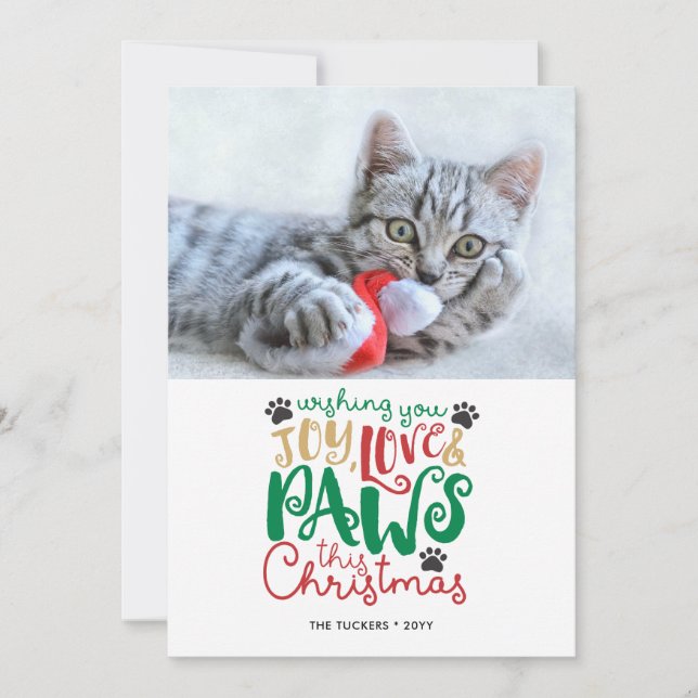 Joy Liebe Paws Pet Cat Weihnachten Foto (Vorderseite)