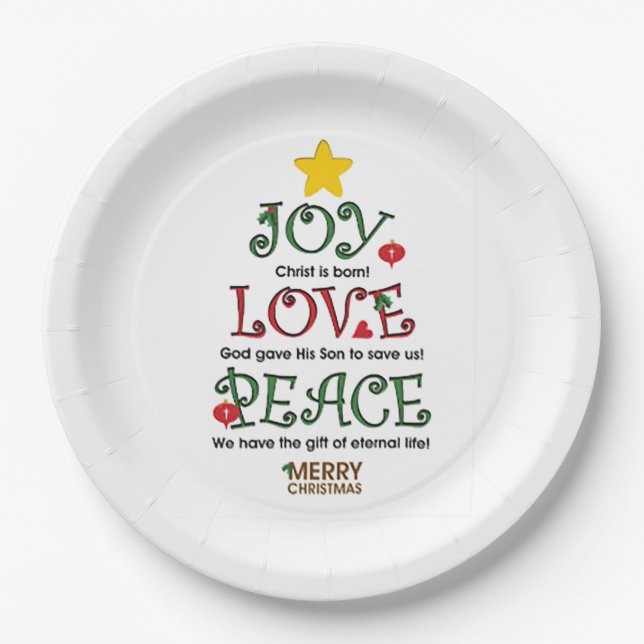 Joy Liebe Peace 9" Paper Teller (Vorderseite)