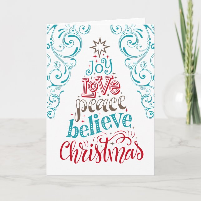 Joy Liebe Peace Glaube Weihnachten Karte (Vorderseite)