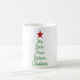 Joy Liebe Peace Glaube Weihnachtsbaum mit Rot Kaffeetasse