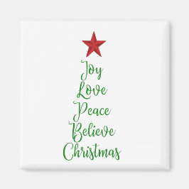 Joy Liebe Peace Glaube Weihnachtsbaum mit Rot Magnet